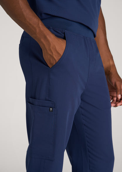 Cargo Scrub Pants for Tall Men in Navy Blue
