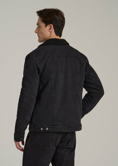 Denim Sherpa Jacket for Tall Men in Onyx Black Wash