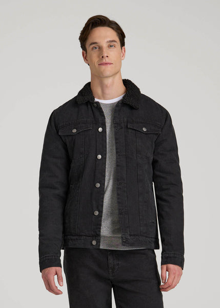 Men's Tall Denim Sherpa Jacket Onyx Black Wash | American Tall