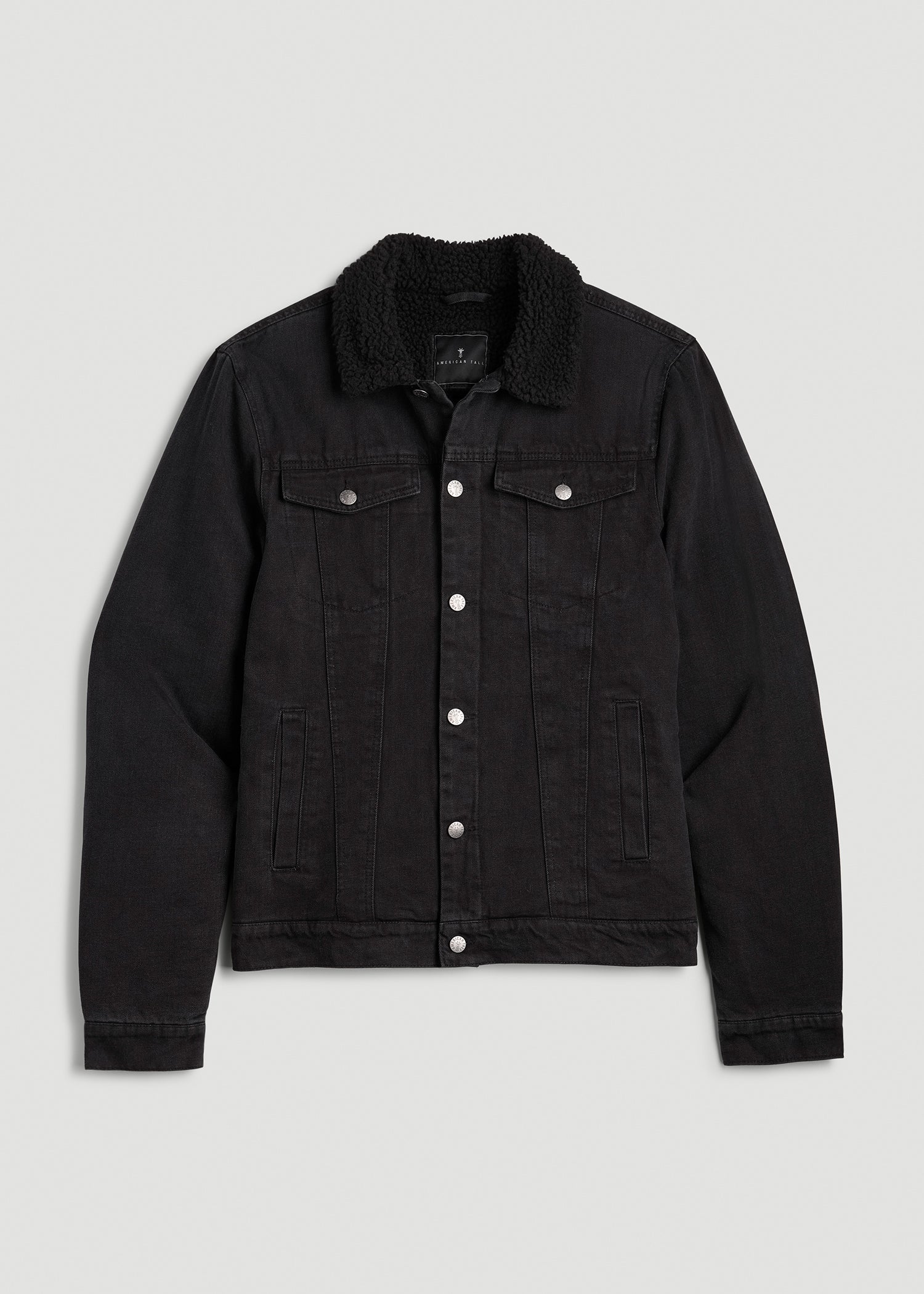 Denim Sherpa Jacket for Tall Men in Onyx Black Wash