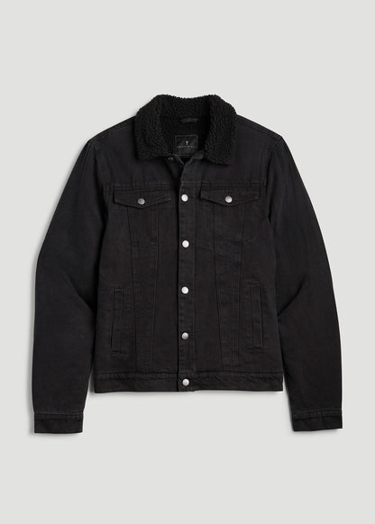 Denim Sherpa Jacket for Tall Men in Onyx Black Wash