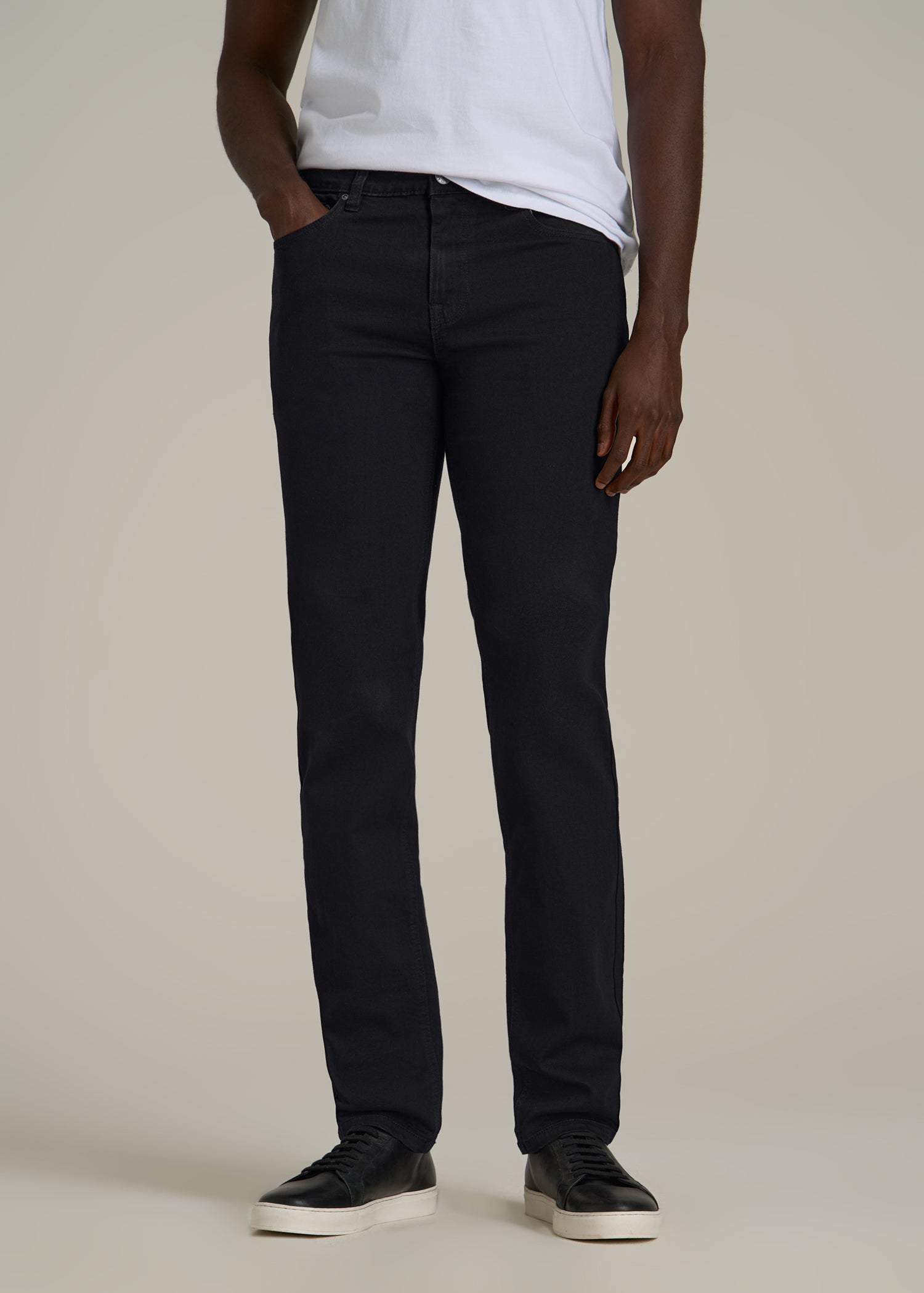 A.T. Basics Men's Dylan Slim Fit Jeans for Tall Men in Black