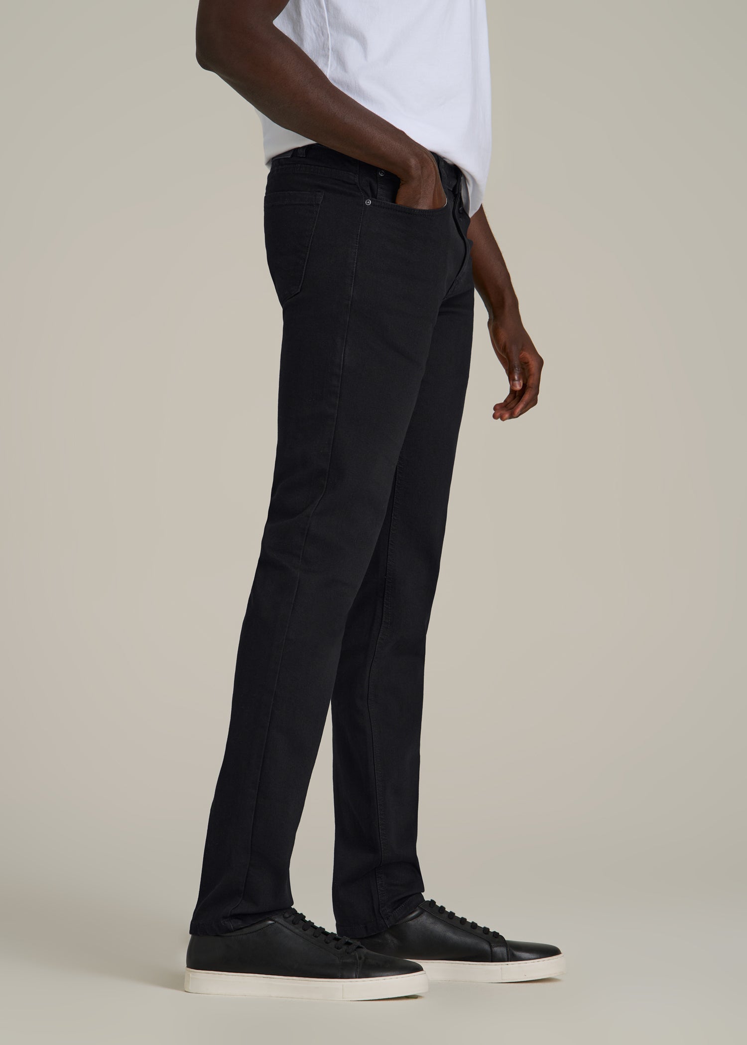 A.T. Basics Men's Dylan Slim Fit Jeans for Tall Men in Black