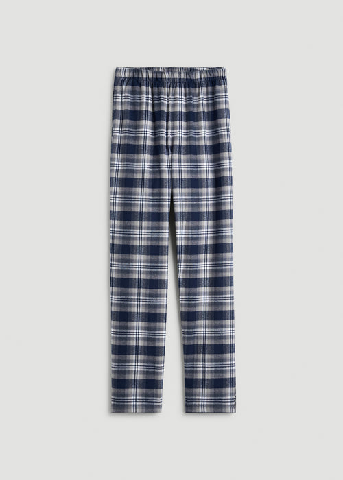 Plaid Pajama Pants for Tall Men in Navy and Grey Plaid