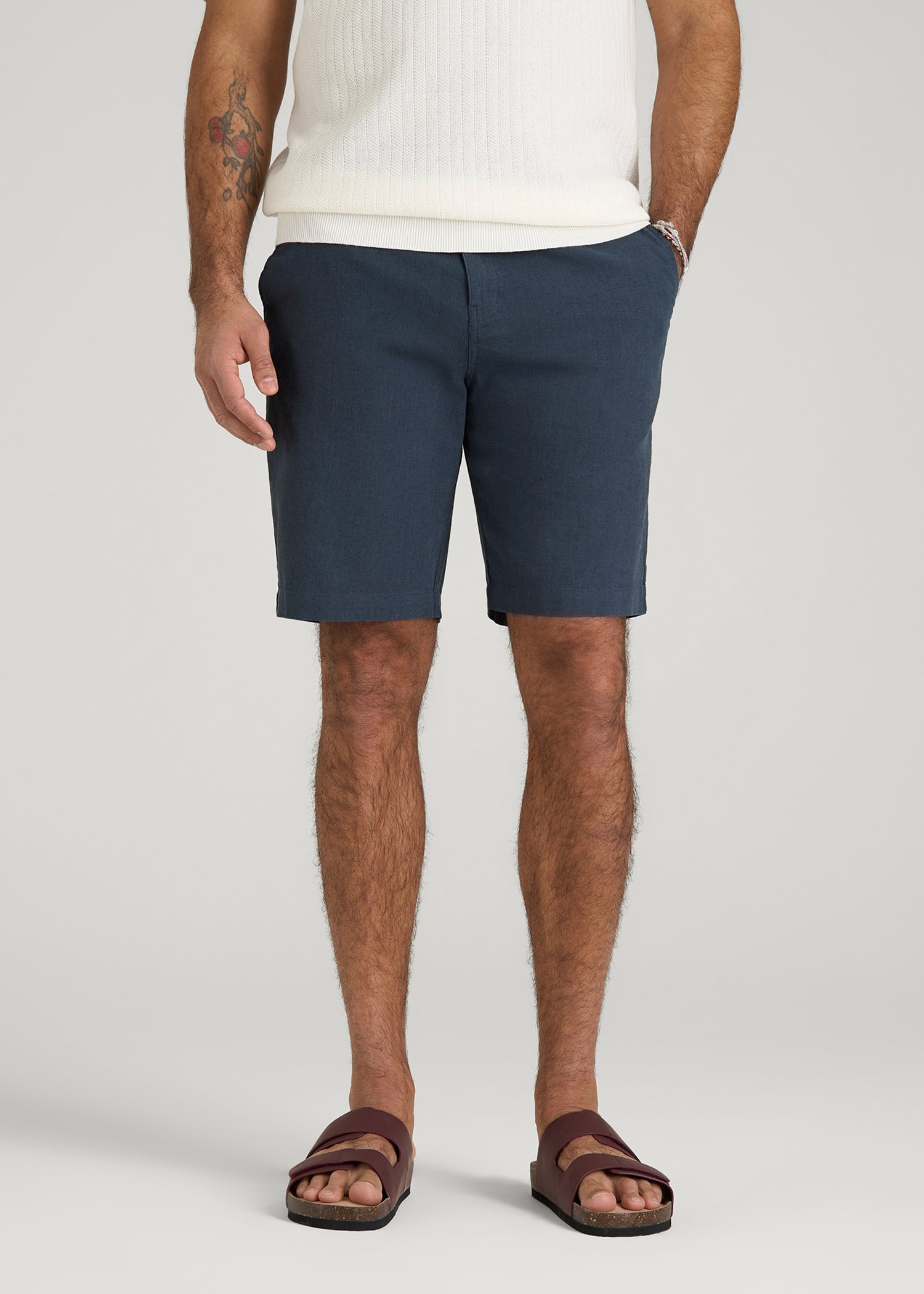 Linen Shorts For Tall Men in Chambray Linen