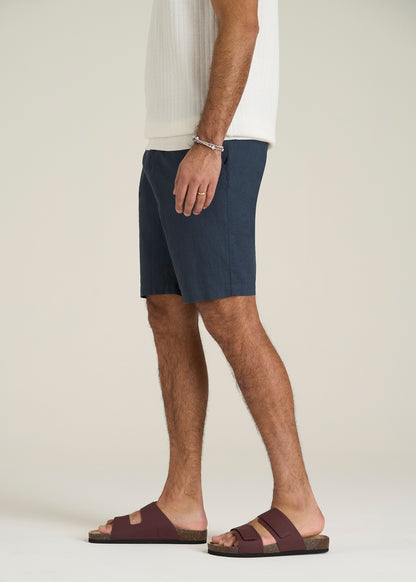 Linen Shorts For Tall Men in Chambray Linen