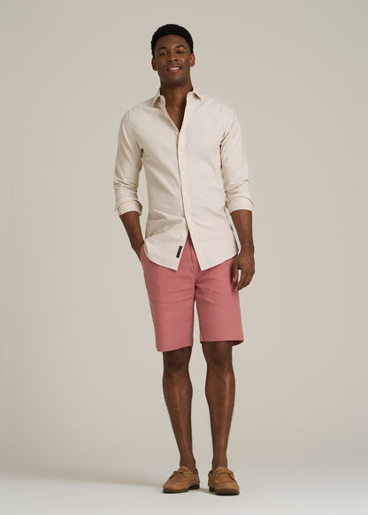 Linen Shorts For Tall Men in Withered Rose