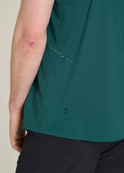 Perforated Training Singlet for Tall Men in Deep Teal
