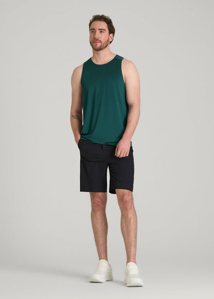 Perforated Training Singlet for Tall Men in Deep Teal