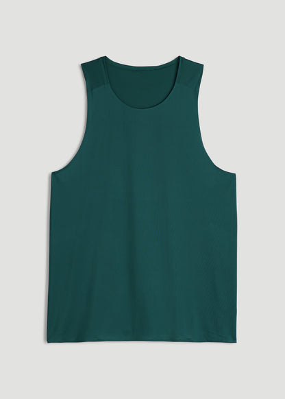 Perforated Training Singlet for Tall Men in Deep Teal