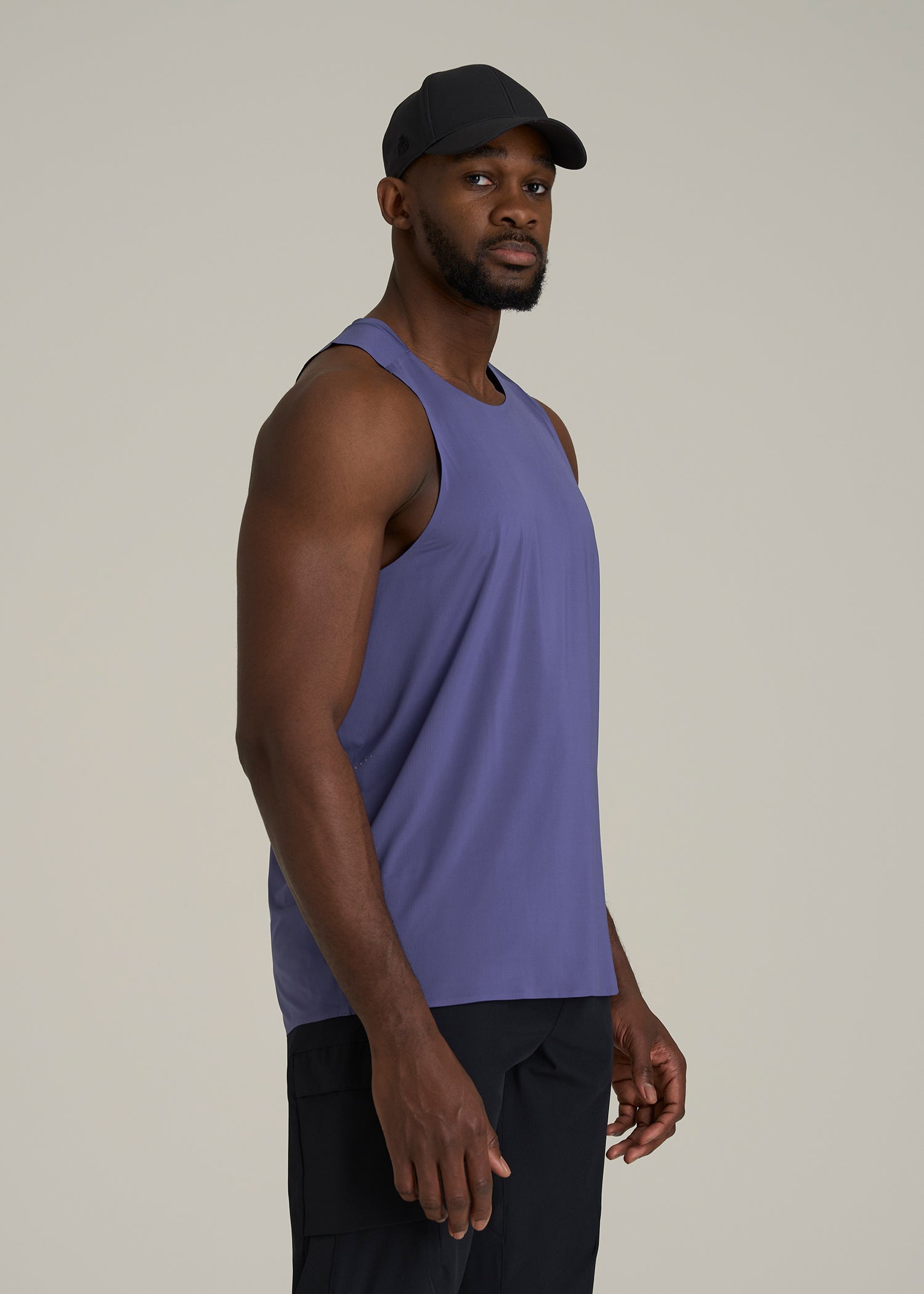 Perforated Training Singlet for Tall Men in Future Dusk