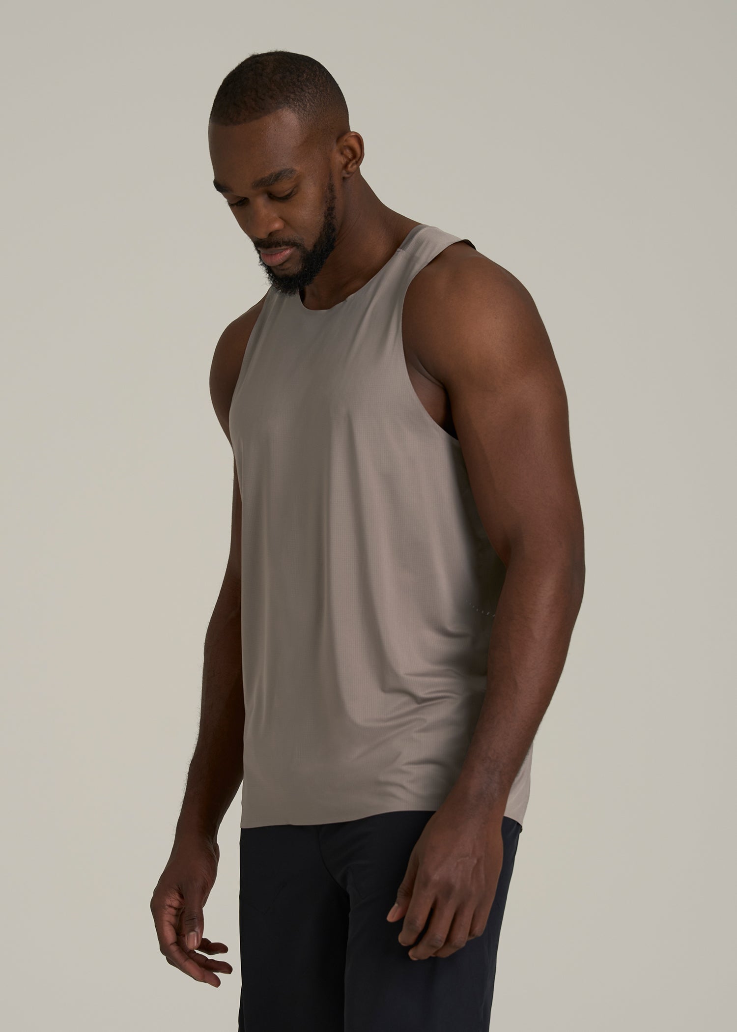 Perforated Training Singlet for Tall Men in Portobello