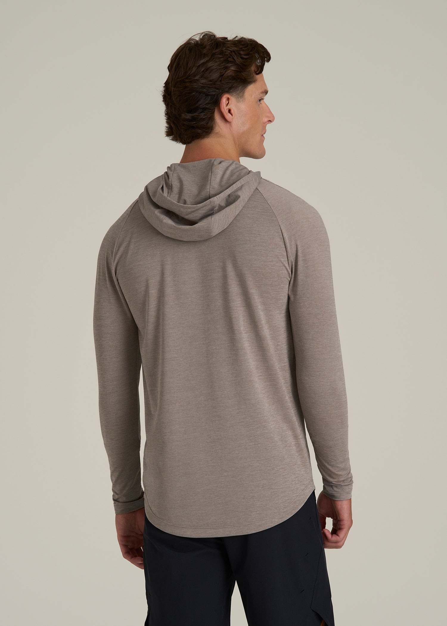A.T. Performance Training Hoodie for Tall Men in Dark Sand Space Dye