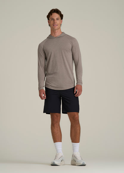A.T. Performance Training Hoodie for Tall Men in Dark Sand Space Dye