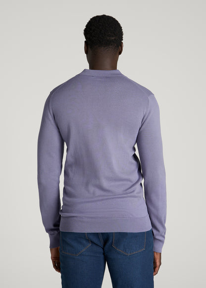 Polo Sweater for Tall Men in Blue Granite