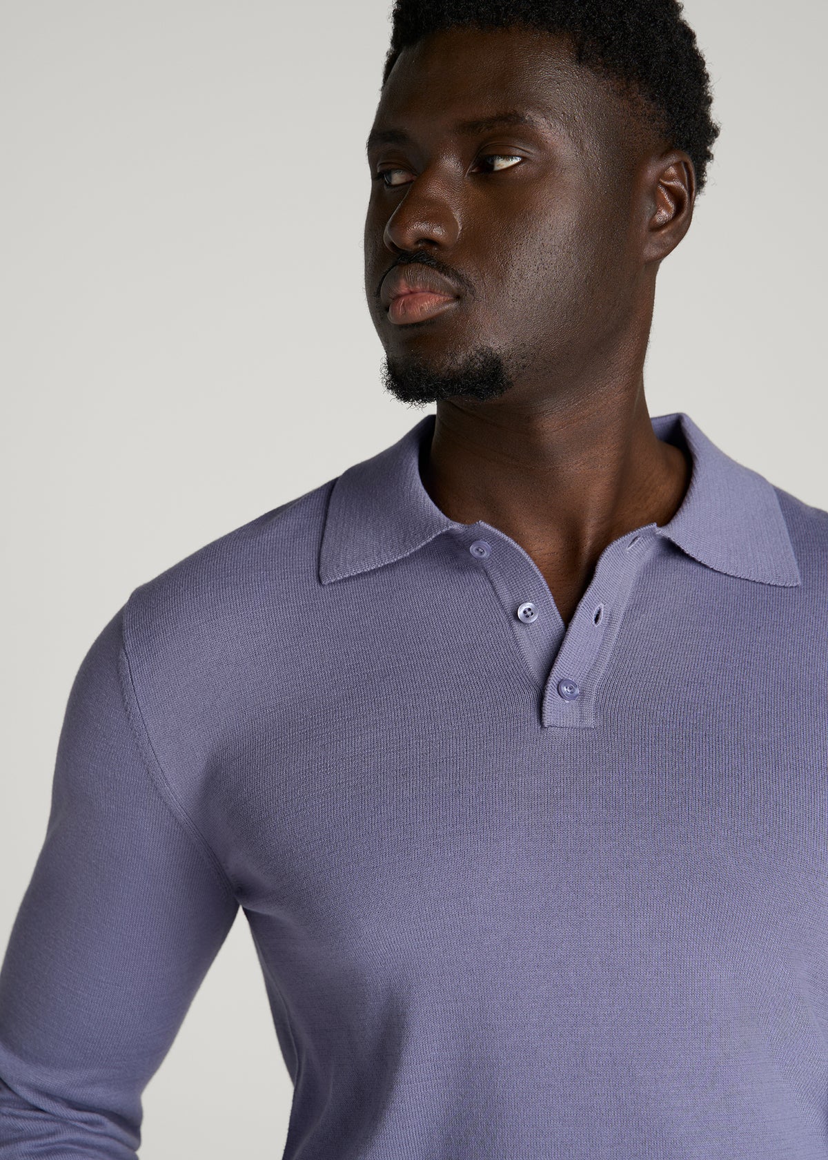 Polo Sweater for Tall Men in Blue Granite