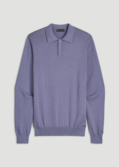 Polo Sweater for Tall Men in Blue Granite