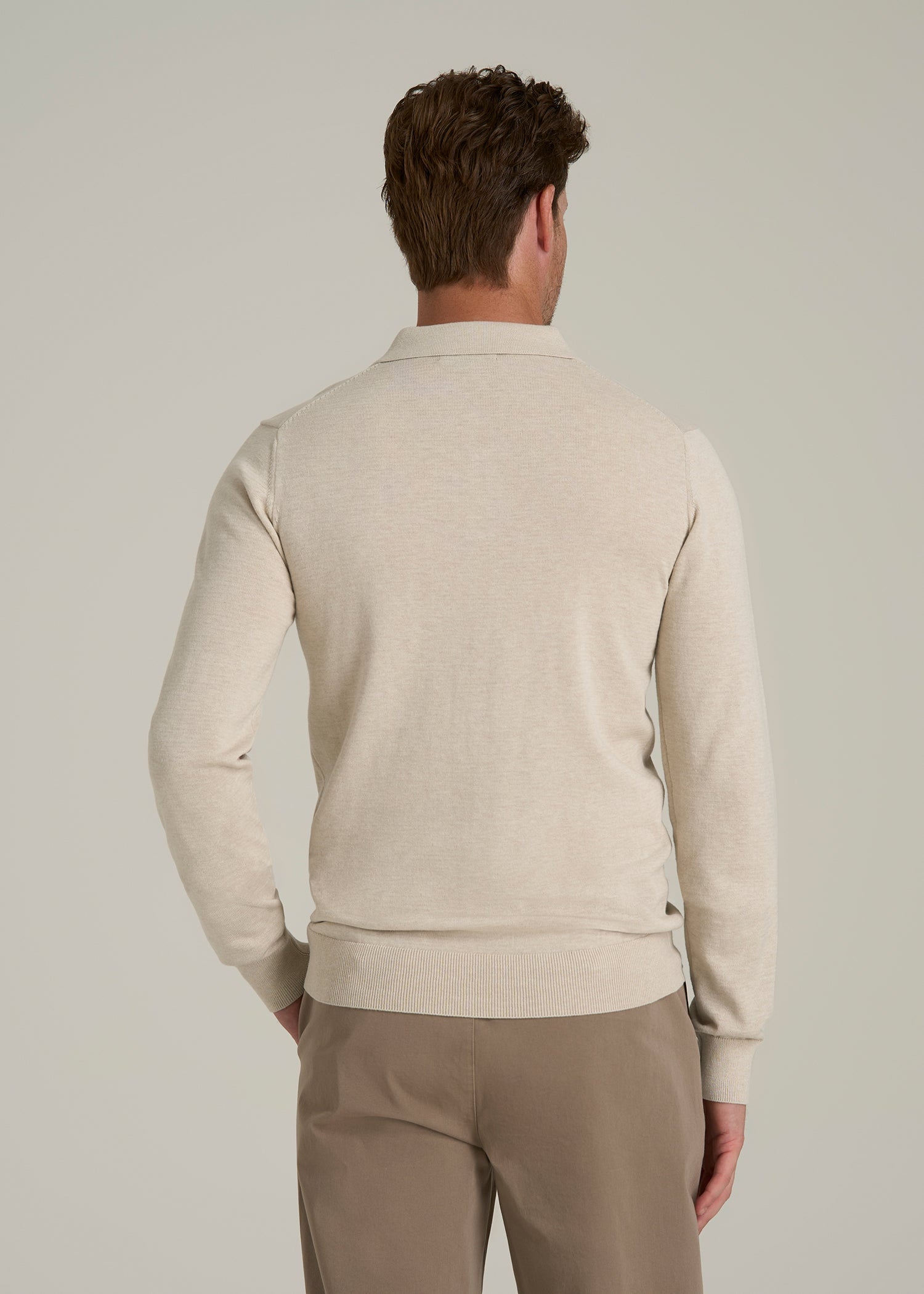 Polo Sweater for Tall Men in Vanilla Latte Mix