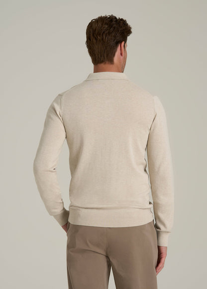 Polo Sweater for Tall Men in Vanilla Latte Mix