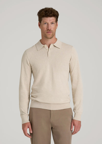 Polo Sweater for Tall Men in Vanilla Latte Mix