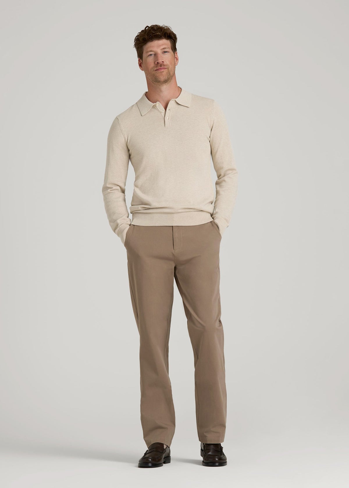Polo Sweater for Tall Men in Vanilla Latte Mix