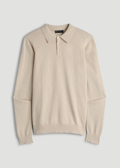 Polo Sweater for Tall Men in Vanilla Latte Mix