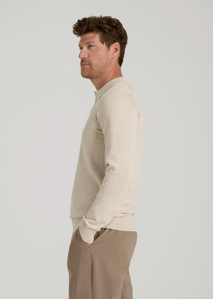 Polo Sweater for Tall Men in Vanilla Latte Mix