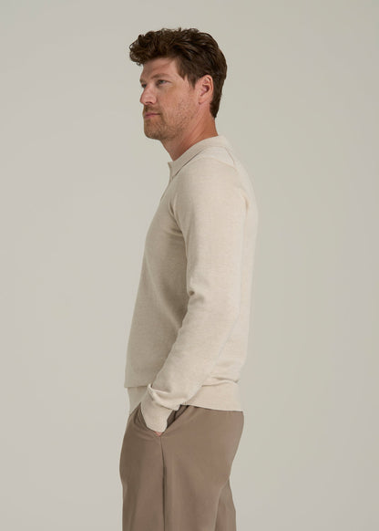 Polo Sweater for Tall Men in Vanilla Latte Mix