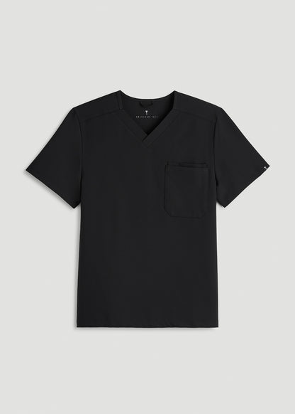 Short-Sleeve V-Neck Scrub Top for Tall Men in Black