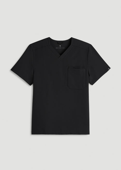 Short-Sleeve V-Neck Scrub Top for Tall Men in Black