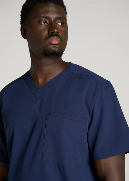 Short-Sleeve V-Neck Scrub Top for Tall Men in Navy Blue