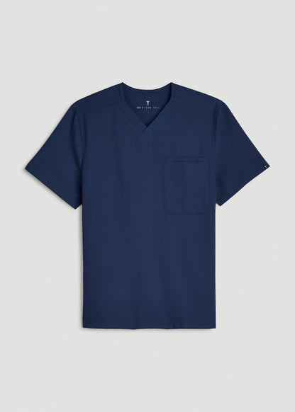 Short-Sleeve V-Neck Scrub Top for Tall Men in Navy Blue
