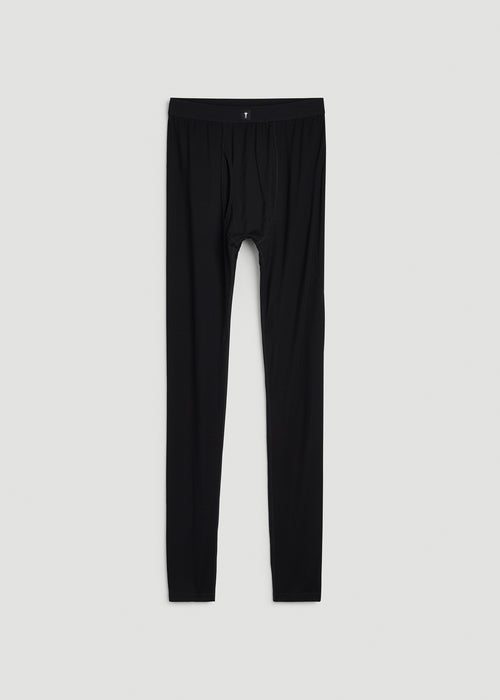 Merino Wool Blend Base Layer Tights for Tall Men in Black