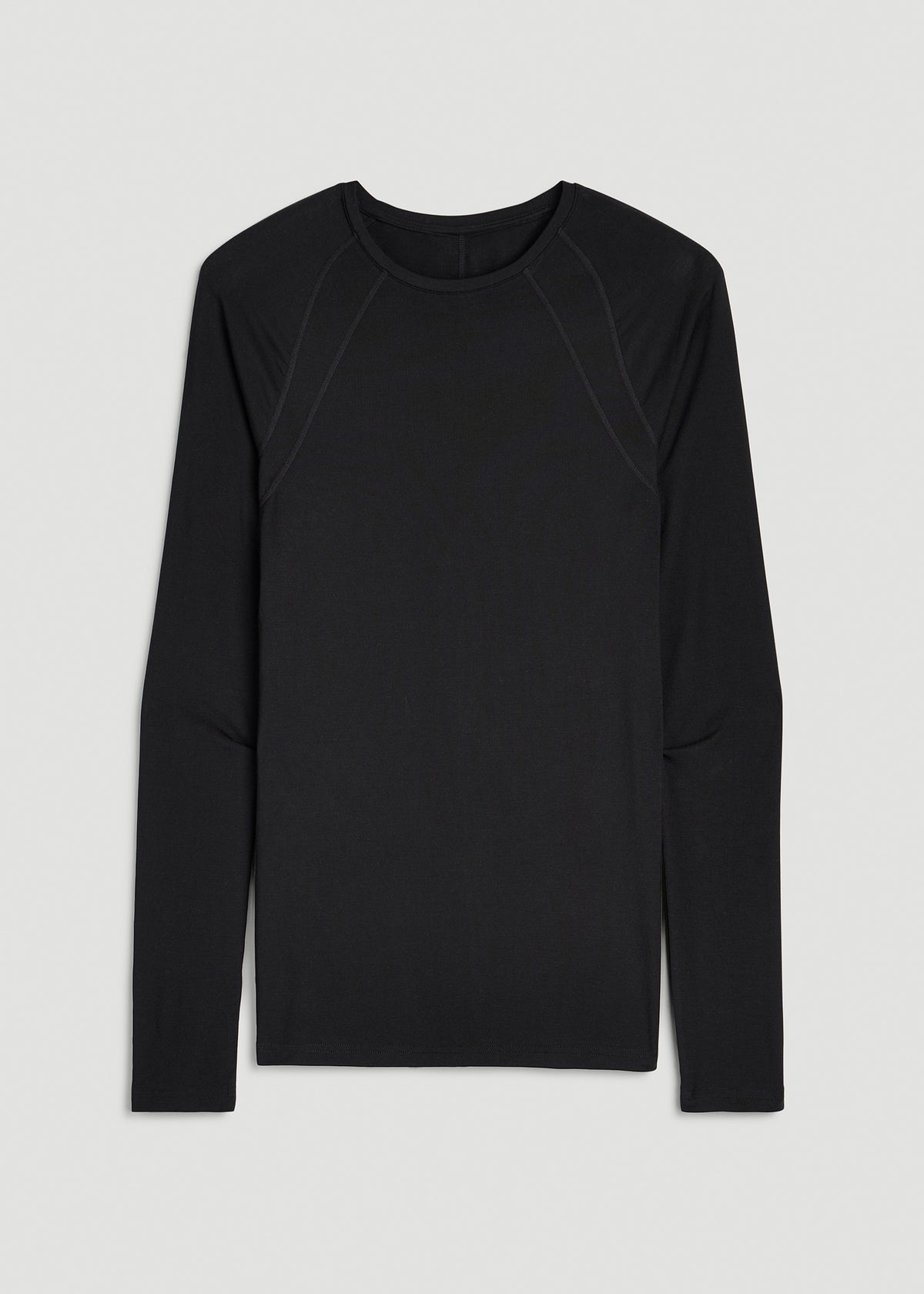 Merino Wool Blend Base Layer Top for Tall Men in Black