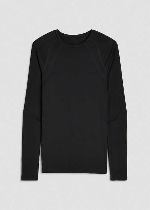 Merino Wool Blend Base Layer Top for Tall Men in Black