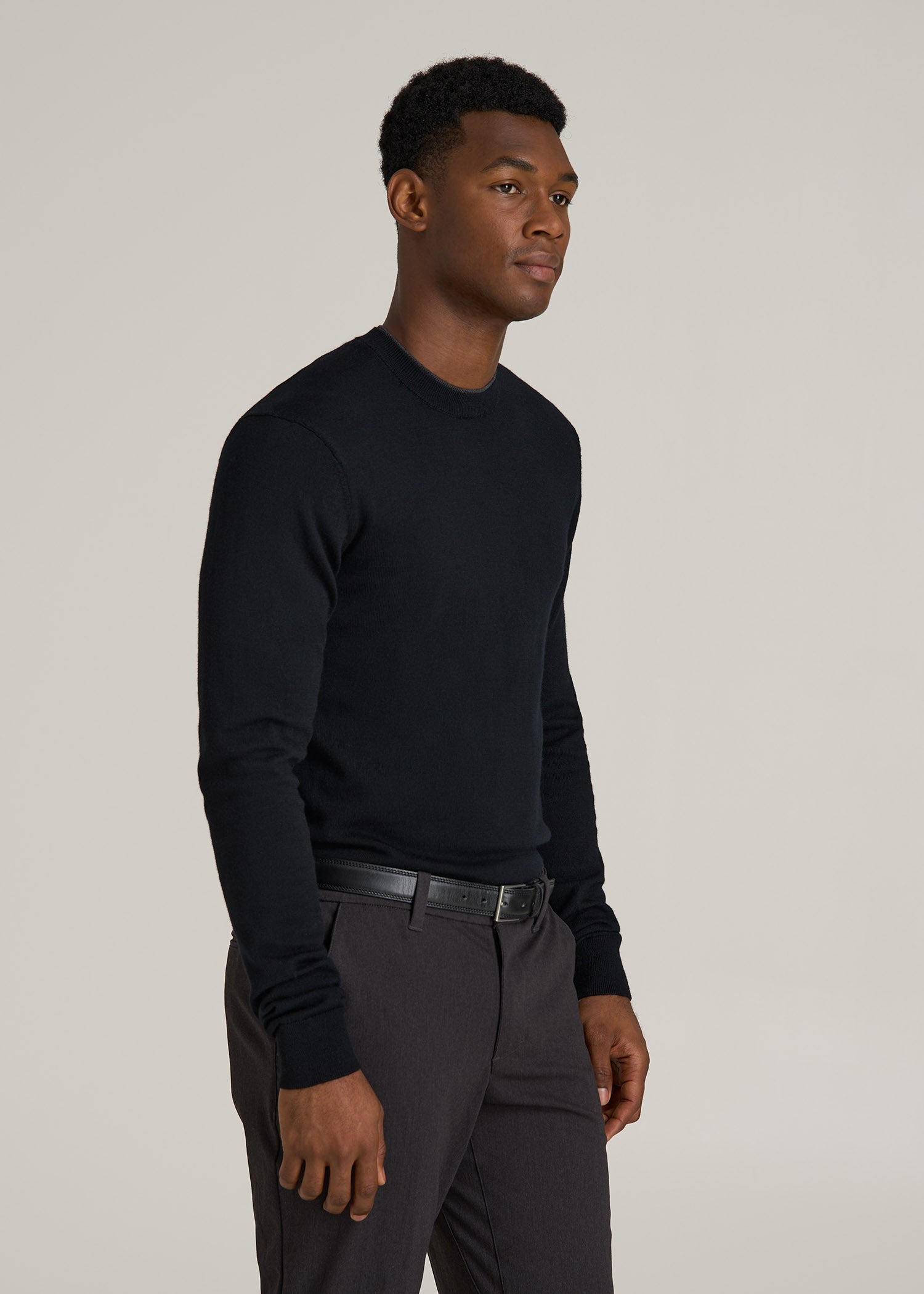 Merino Wool Crewneck Tip Sweater for Tall Men | American Tall