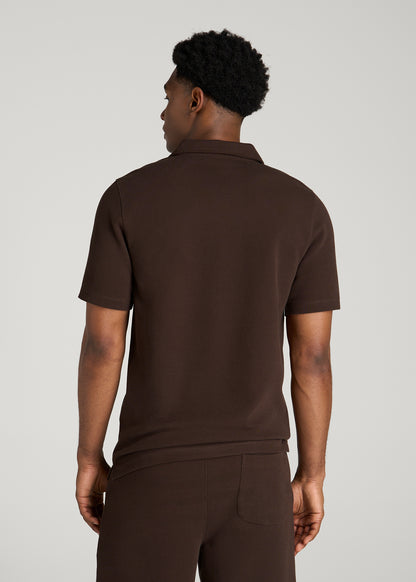 Micro Waffle Polo for Tall Men in Espresso