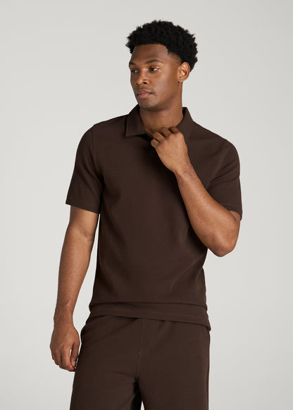 Micro Waffle Polo for Tall Men in Espresso