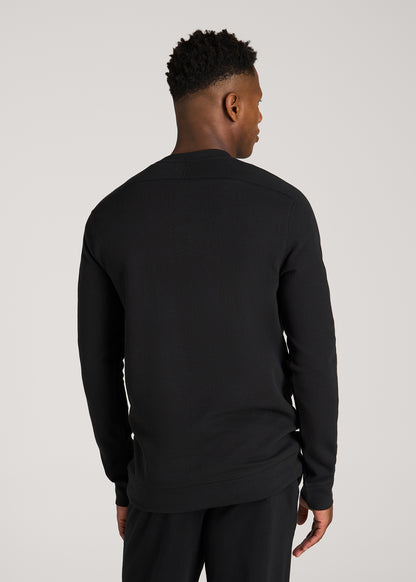 Micro-Waffle Crewneck for Tall Men in Black