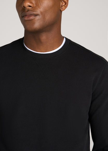 Micro-Waffle Crewneck for Tall Men in Black