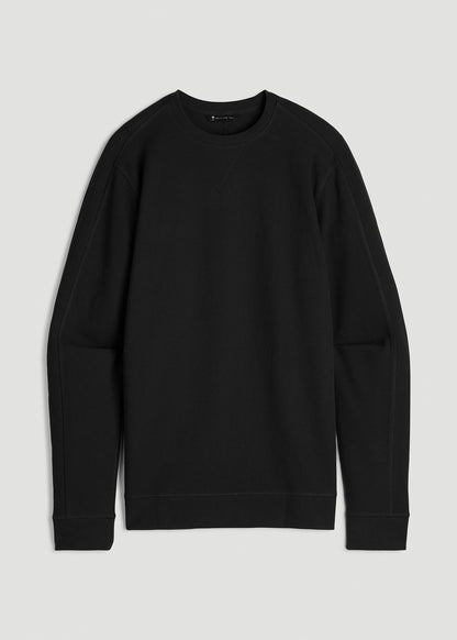 Micro-Waffle Crewneck for Tall Men in Black