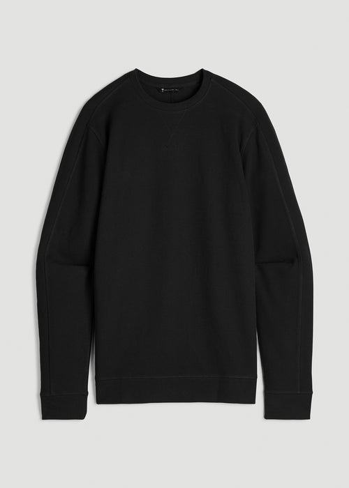 Micro-Waffle Crewneck for Tall Men in Black