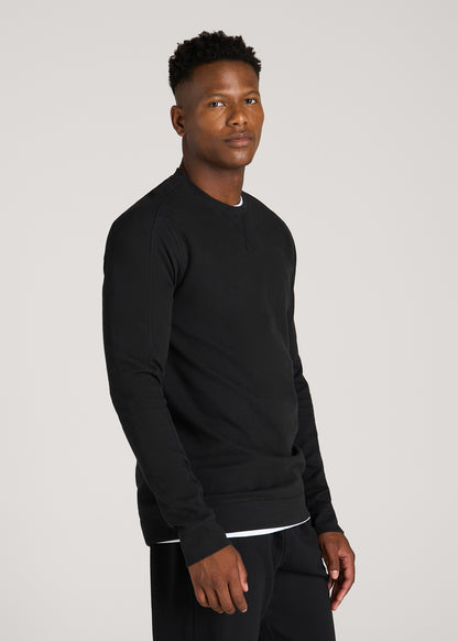 Micro-Waffle Crewneck for Tall Men in Black