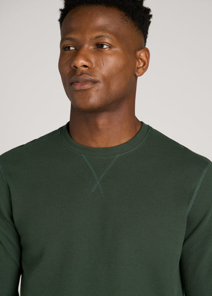 Micro-Waffle Crewneck for Tall Men in Boreal Forest