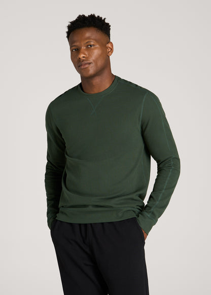 Micro-Waffle Crewneck for Tall Men in Boreal Forest