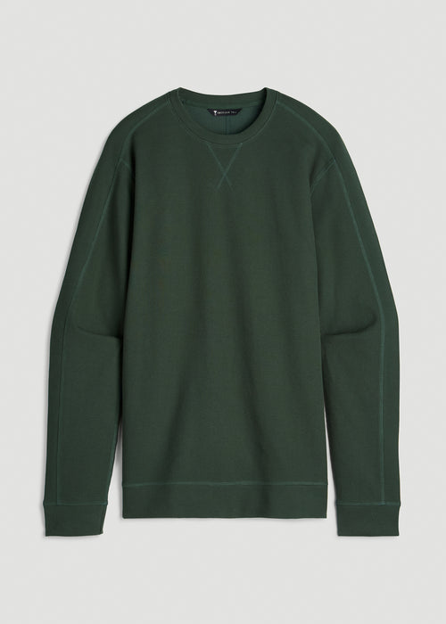 Micro-Waffle Crewneck for Tall Men in Boreal Forest