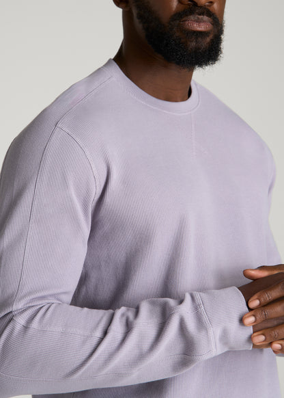 Micro-Waffle Crewneck for Tall Men in Dusty Lilac