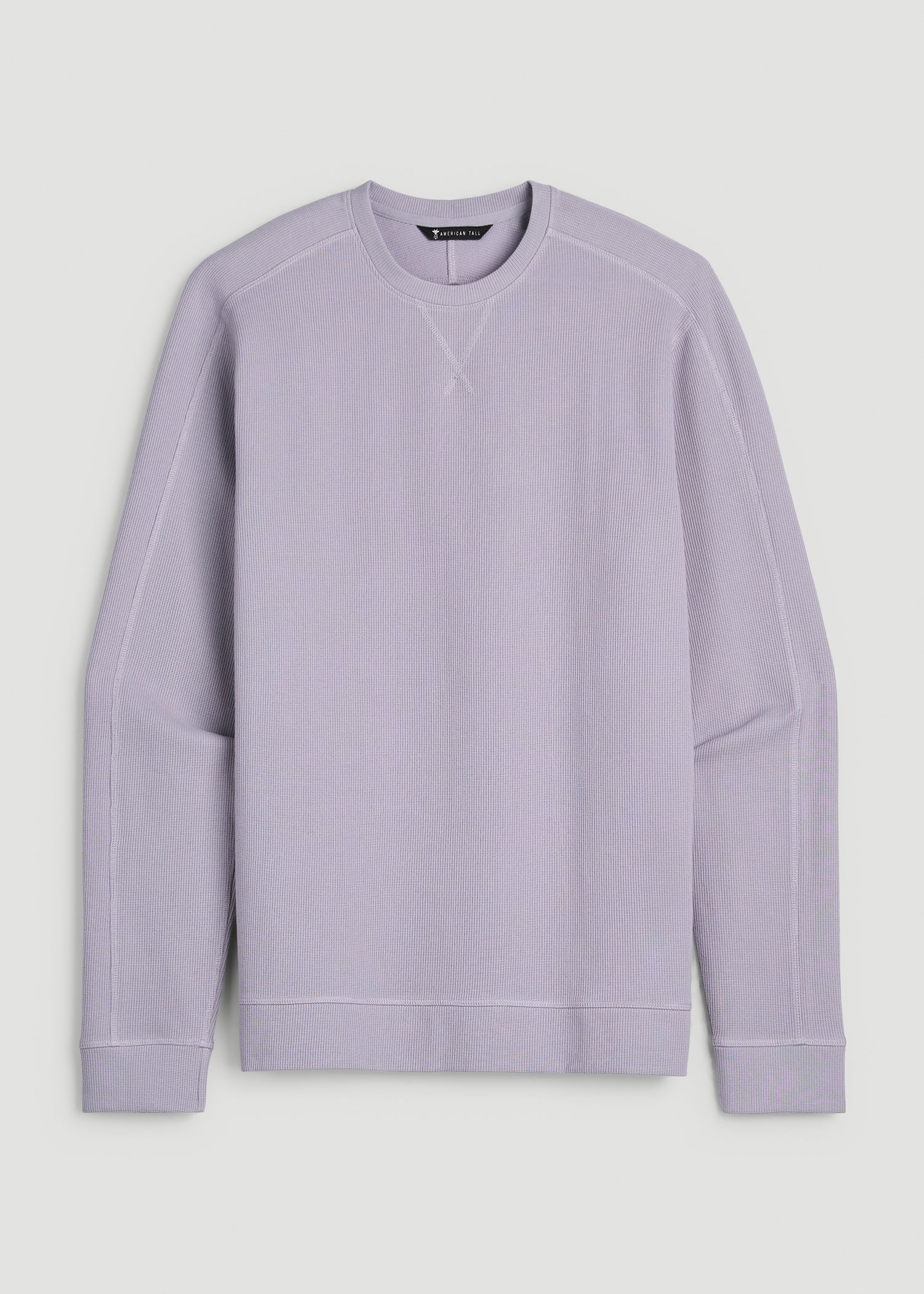 Micro-Waffle Crewneck for Tall Men in Dusty Lilac