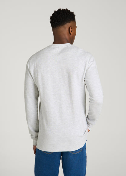 Micro-Waffle Crewneck for Tall Men in Light Heather Grey
