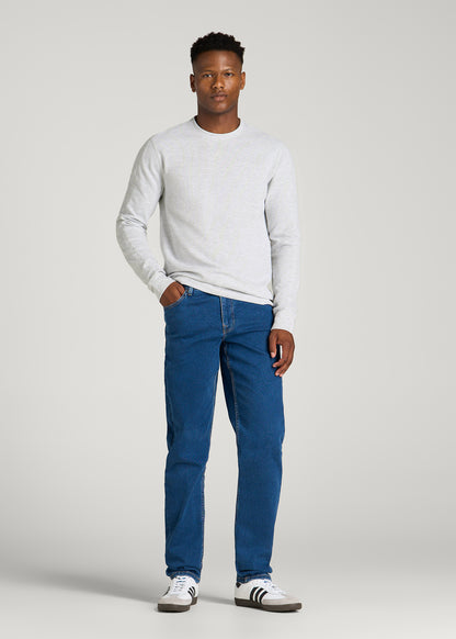Micro-Waffle Crewneck for Tall Men in Light Heather Grey